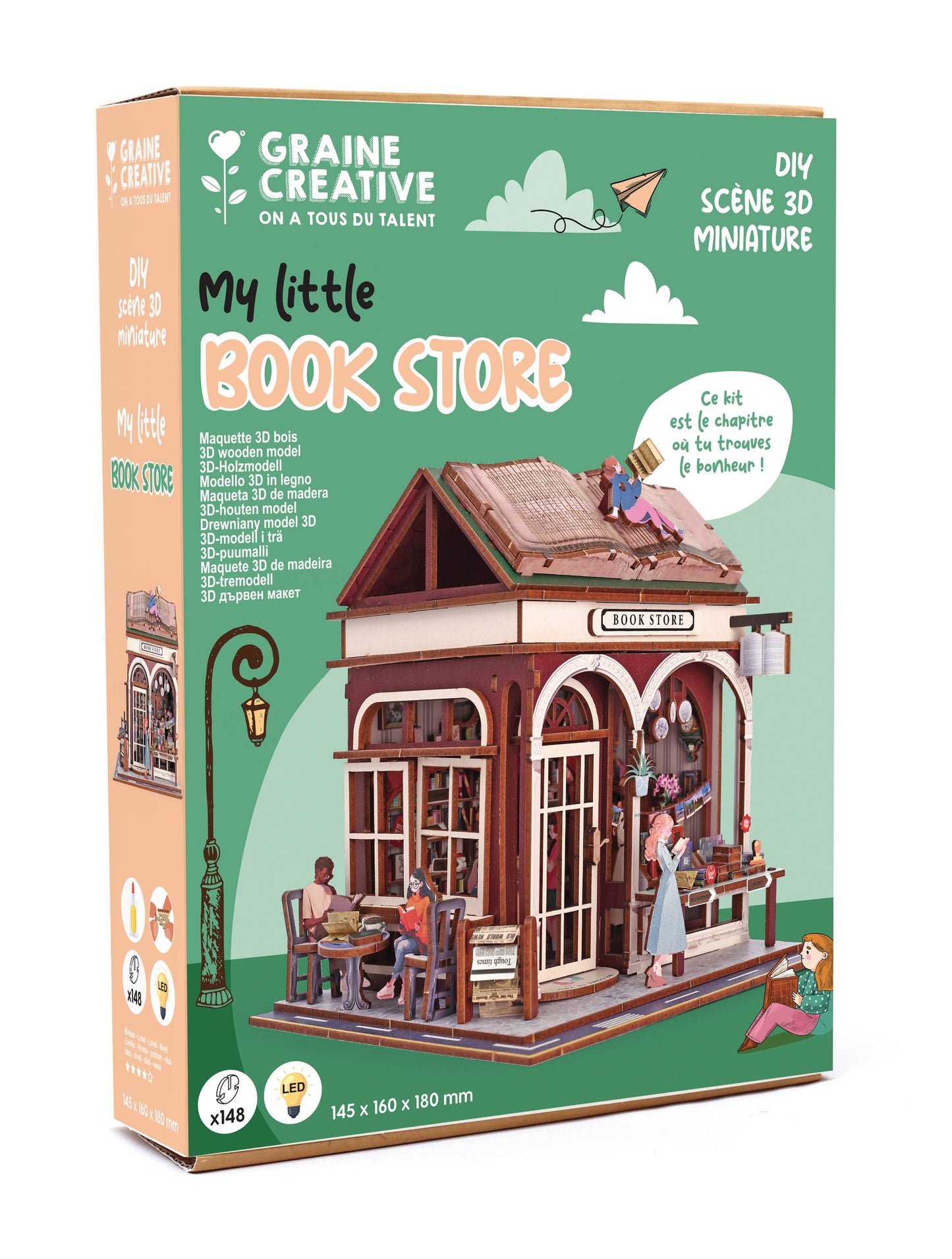 Vitrine 3D Bois Book Store