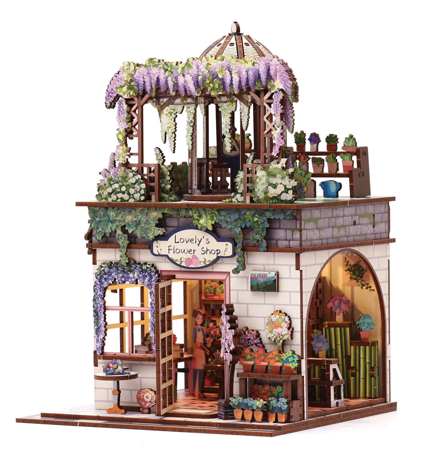 Vitrine 3D Bois Flower Shop