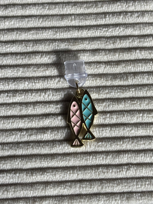 Charm anti-poussière USB-C - Poissons rose & bleu