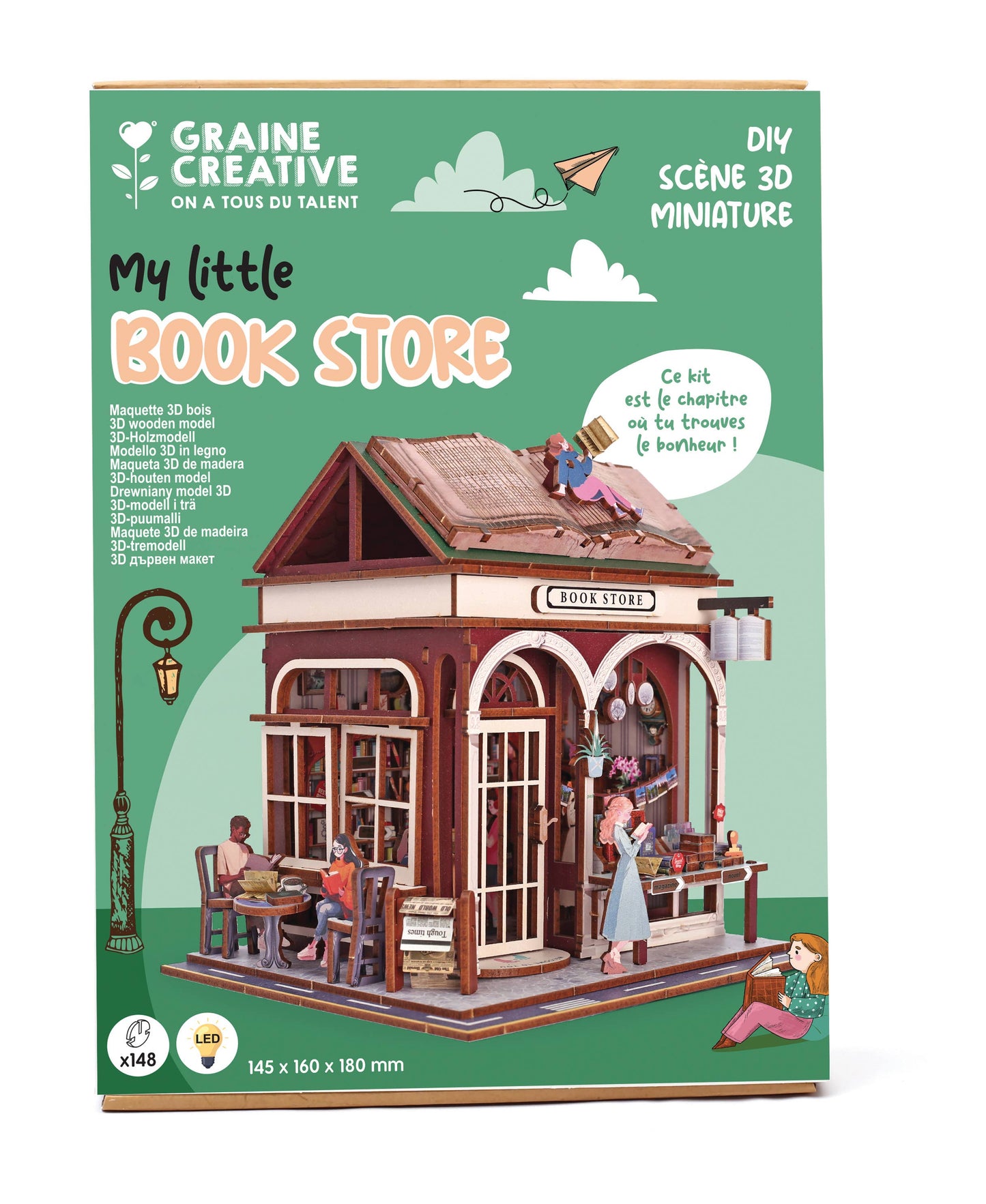 Vitrine 3D Bois Book Store