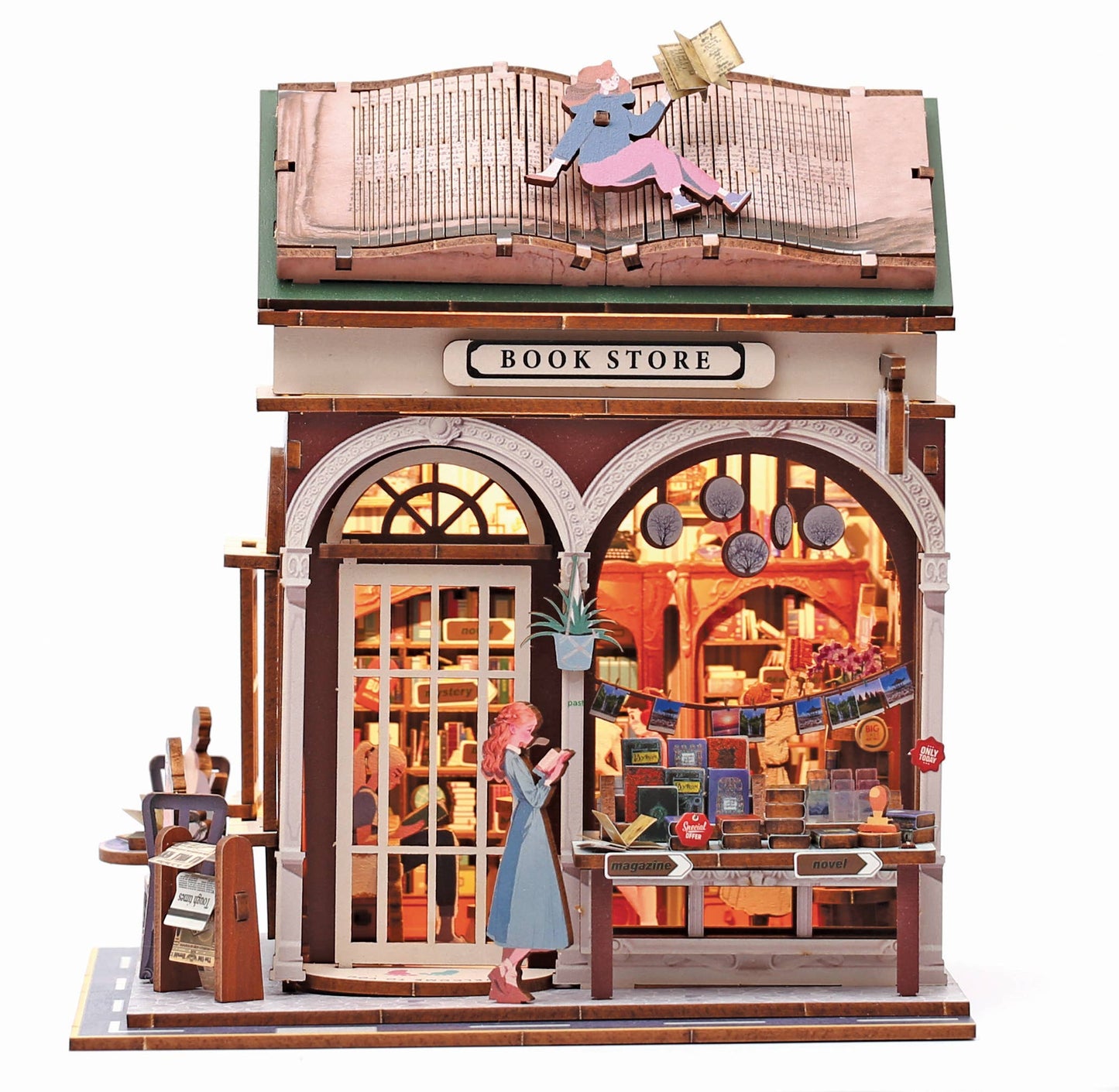 Vitrine 3D Bois Book Store