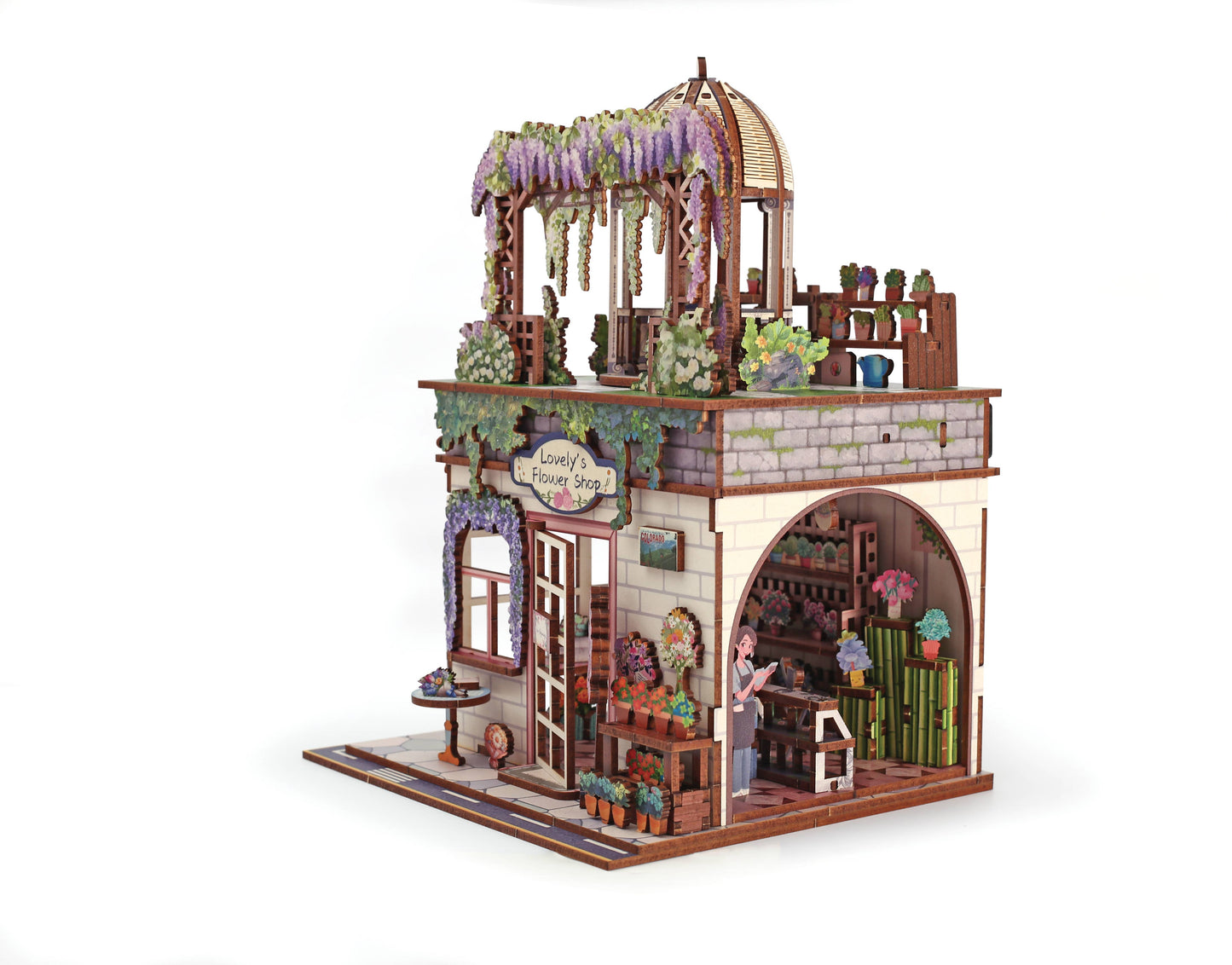 Vitrine 3D Bois Flower Shop