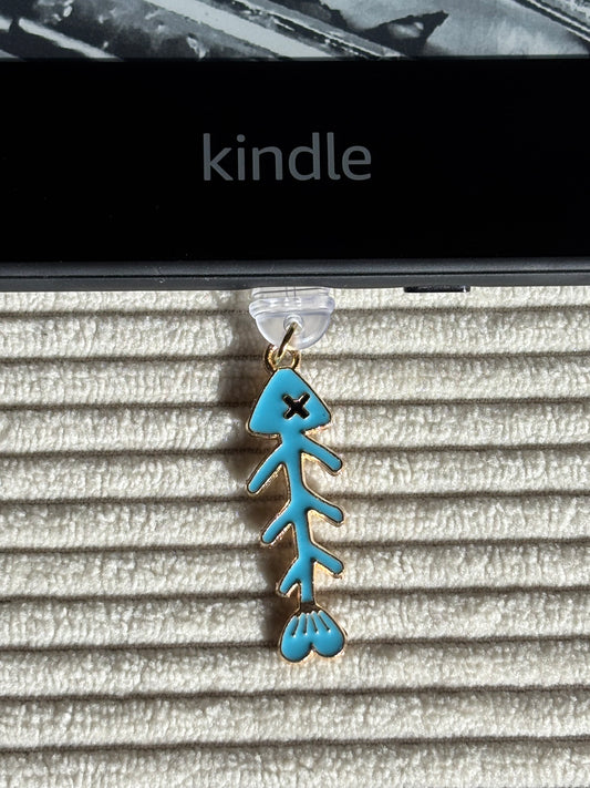 Charm anti-poussière USB-C - Squelette de poisson bleu