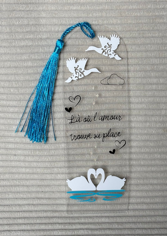 Marque-page acrylique personnalisé - Amour & Cygnes