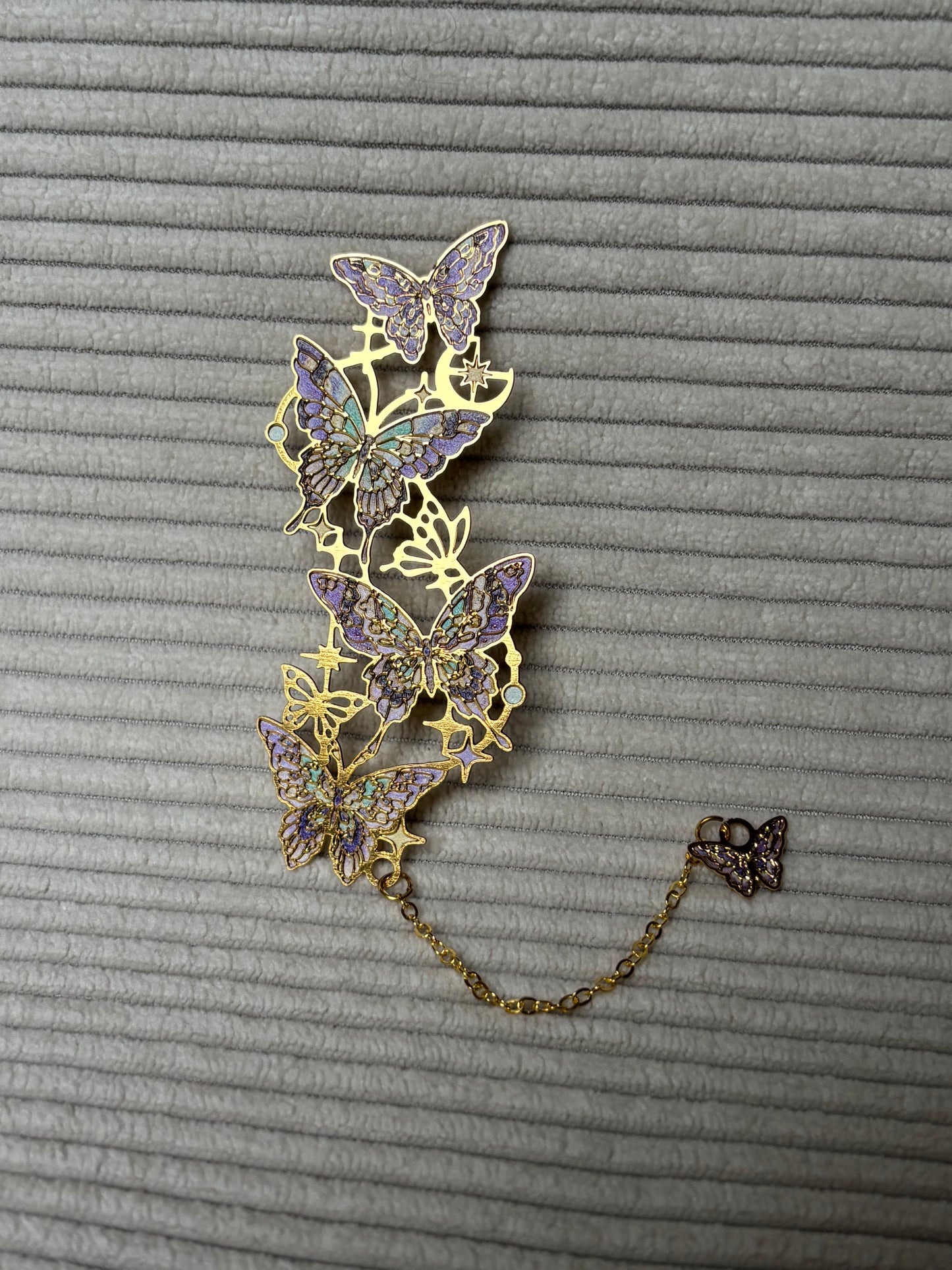 Lunaria — Marque-page Papillons violet, vert & doré