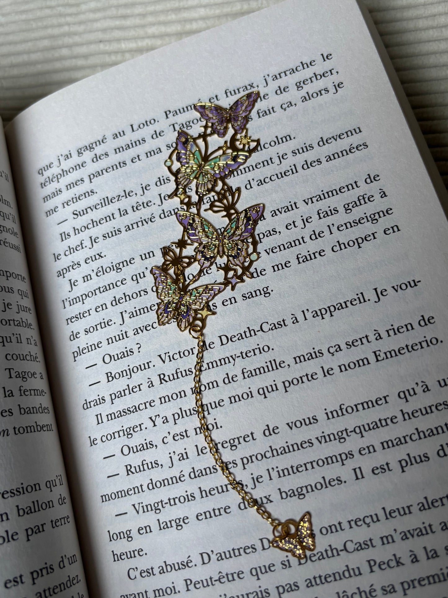Lunaria — Marque-page Papillons violet, vert & doré