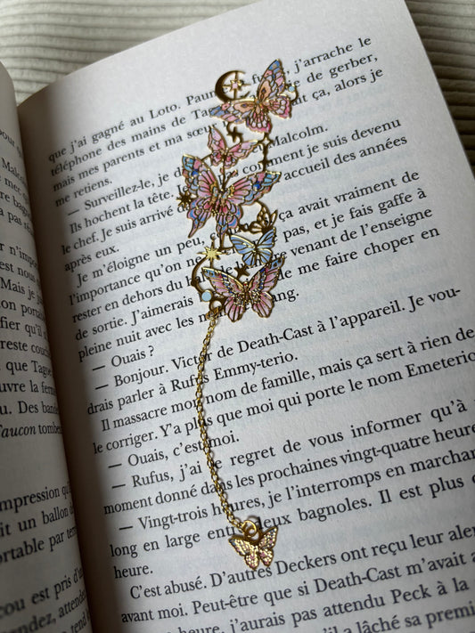 Rosélia — Marque-page Papillons bleu ciel & rose